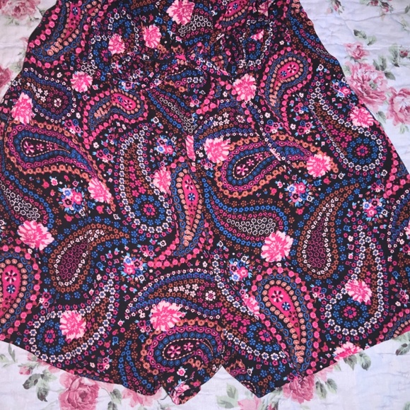ROMEO + JULIET ROMPER Pink Black Paisley Strapless Shorts New NEW Medium M USA - Picture 10 of 12